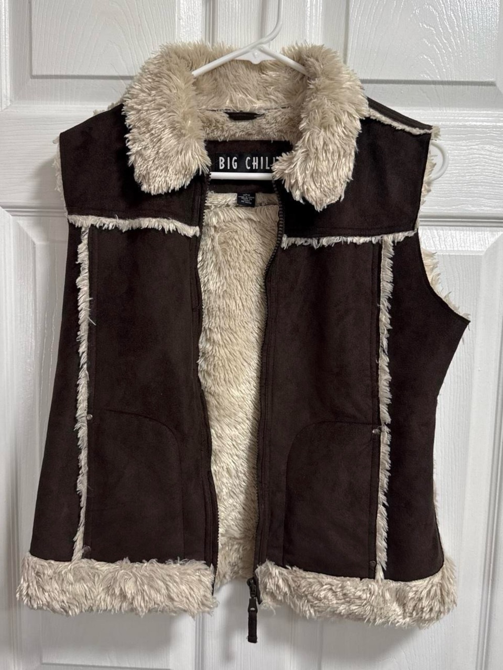 Big Chill Womens Brown Faux-Shearling Vest